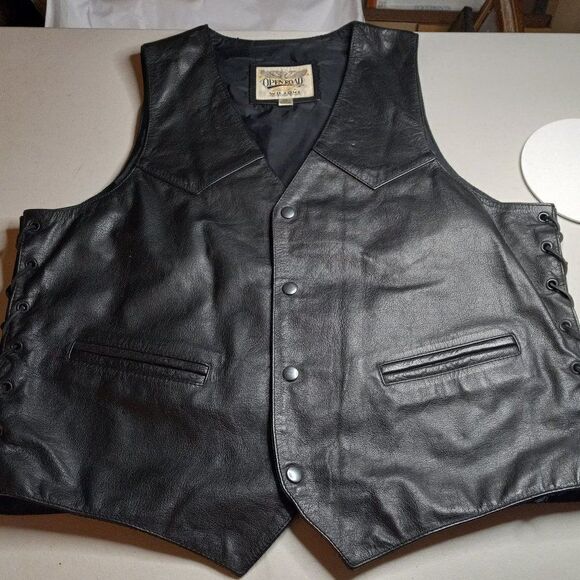Open Road Wilsons Leather Vest 3D Eagle Head on Back - Picture 1 of 10